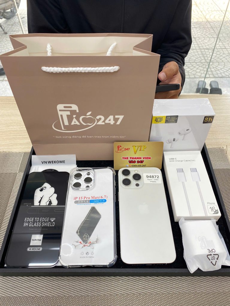 iPhone 15 Pro Max cũ Đà Nẵng kèm phụ kiện chính hãng tại Táo 247