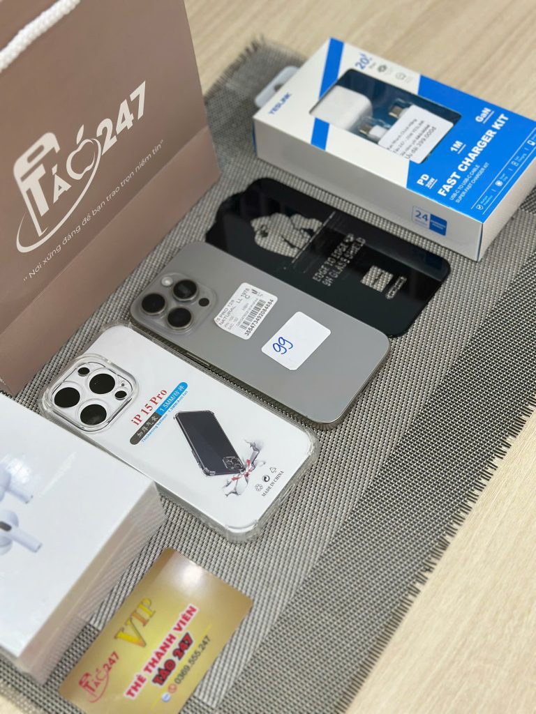 iPhone 15 Pro Đà Nẵng màu titan kèm phụ kiện tại Táo 247